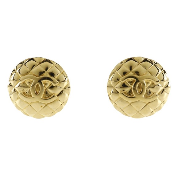 CHANEL Gold Logo Earrings
